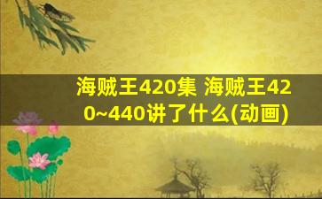 海贼王420集 海贼王420~440讲了什么(动画)